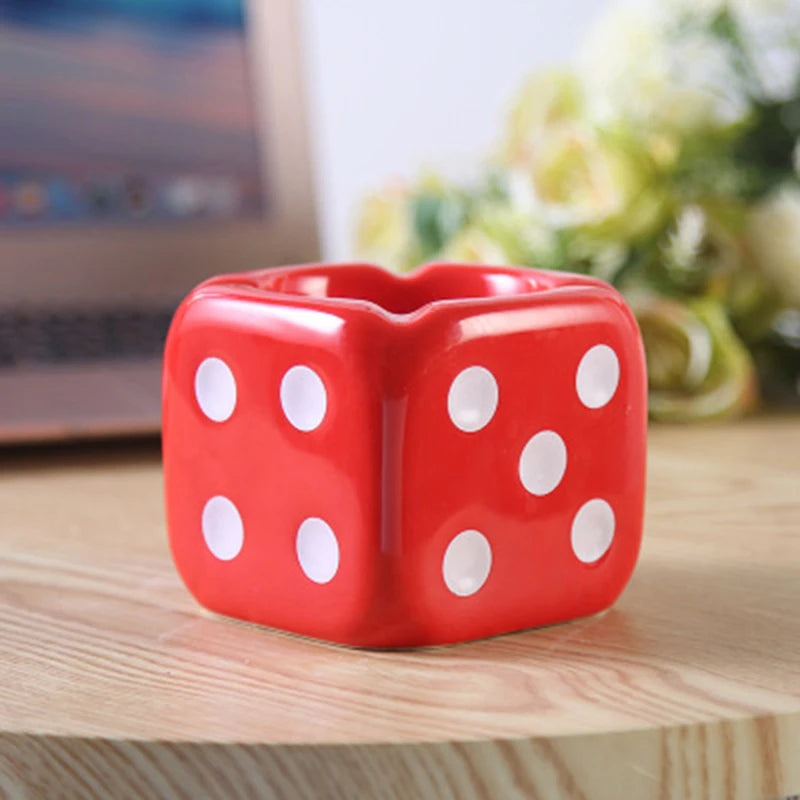 1PC Creative Ceramic Cigarette Ashtray Dice Shaped  Ash Tray Desk Accessories for Home Office Weed Smoker Gift