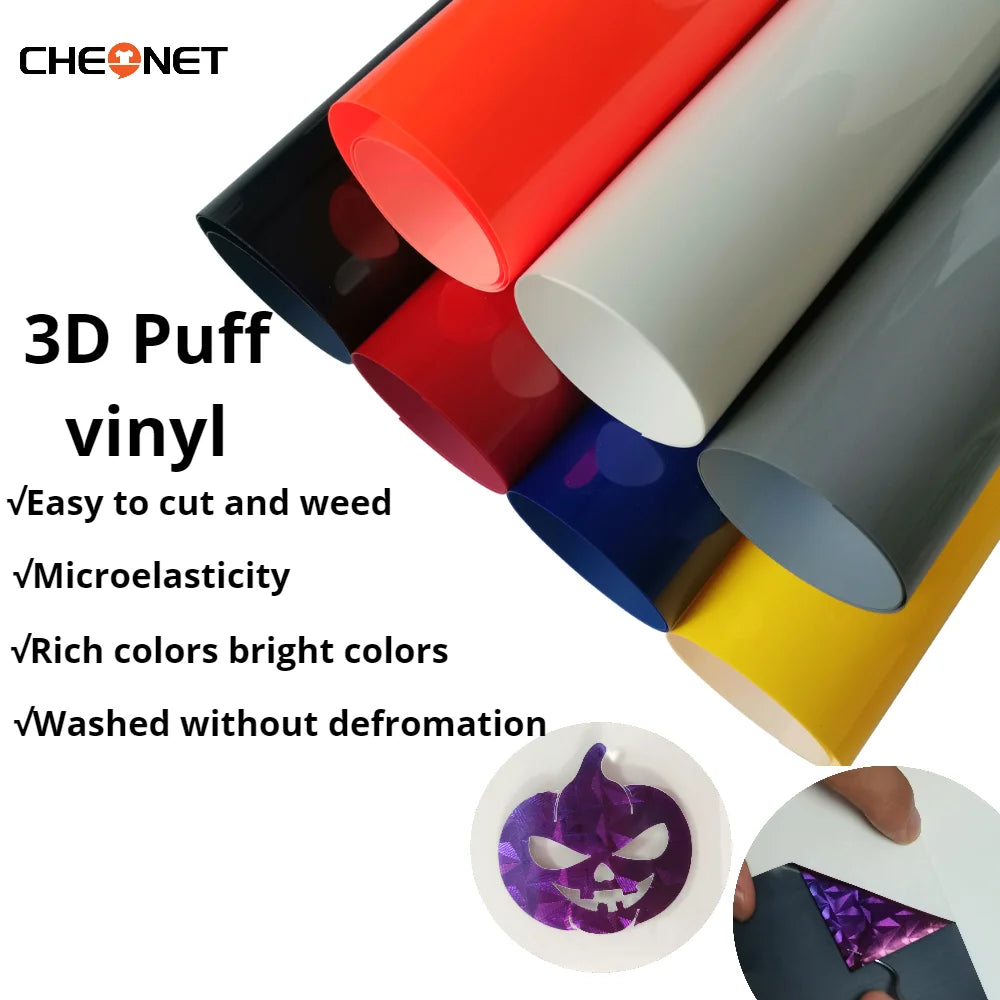 25X100CM 3D Puff Heat Transfer Vinyl Press Machine Iron On DIY Custom Tshirt Easy To Cut Weed HTV Vinyl For Machine