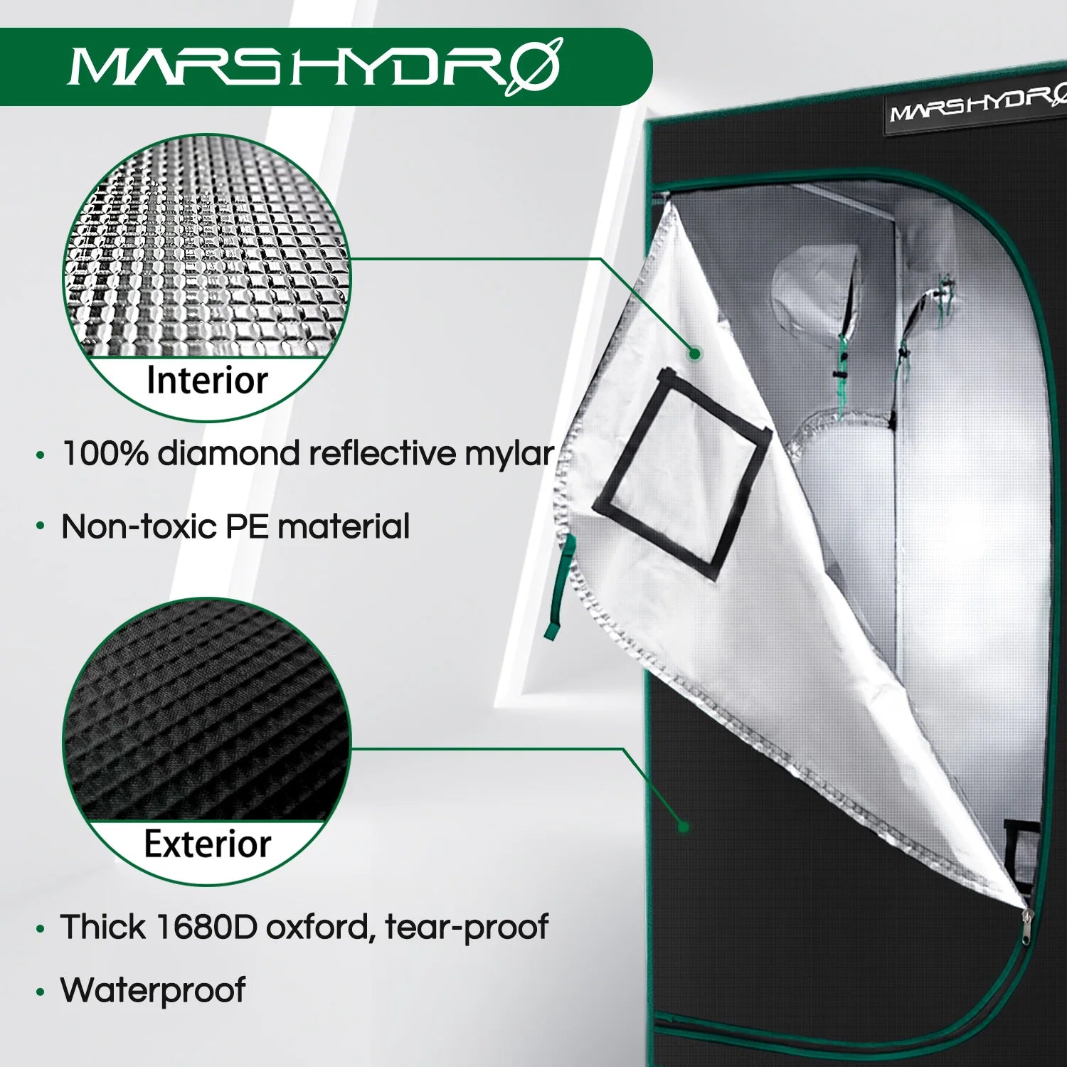 1680D Mars Hydro 60X60X140cm Indoor Grow Tent, Grow Room Plant Growing ,Garden Greenhouses