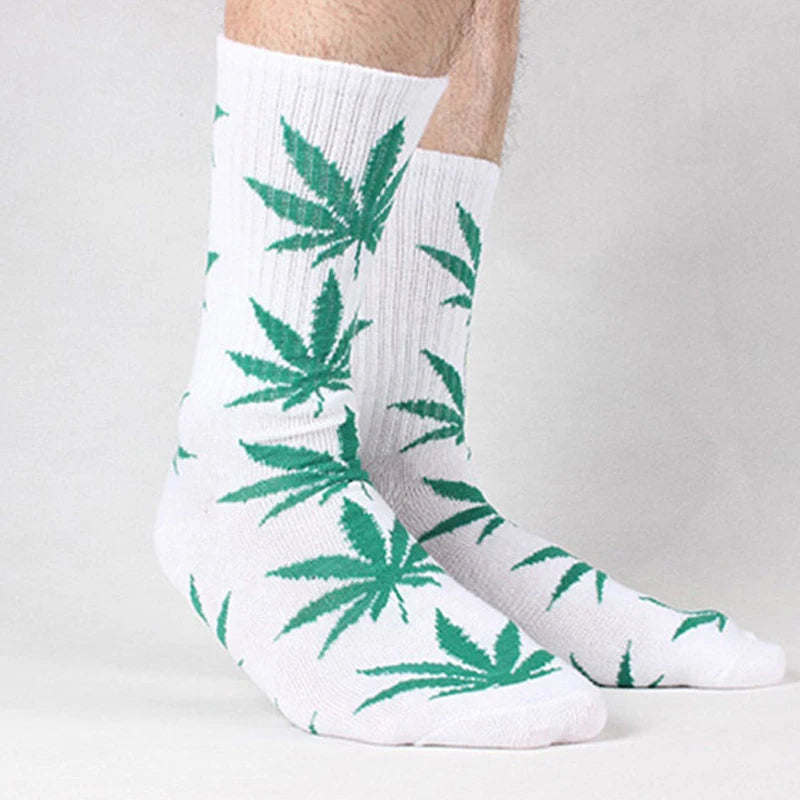 1 pair Men's Fashion Business Weed Hemp Cotton Socks Street Fashion Skateboard Couple Girls Harajuku Trend Socks Give Men a Gift