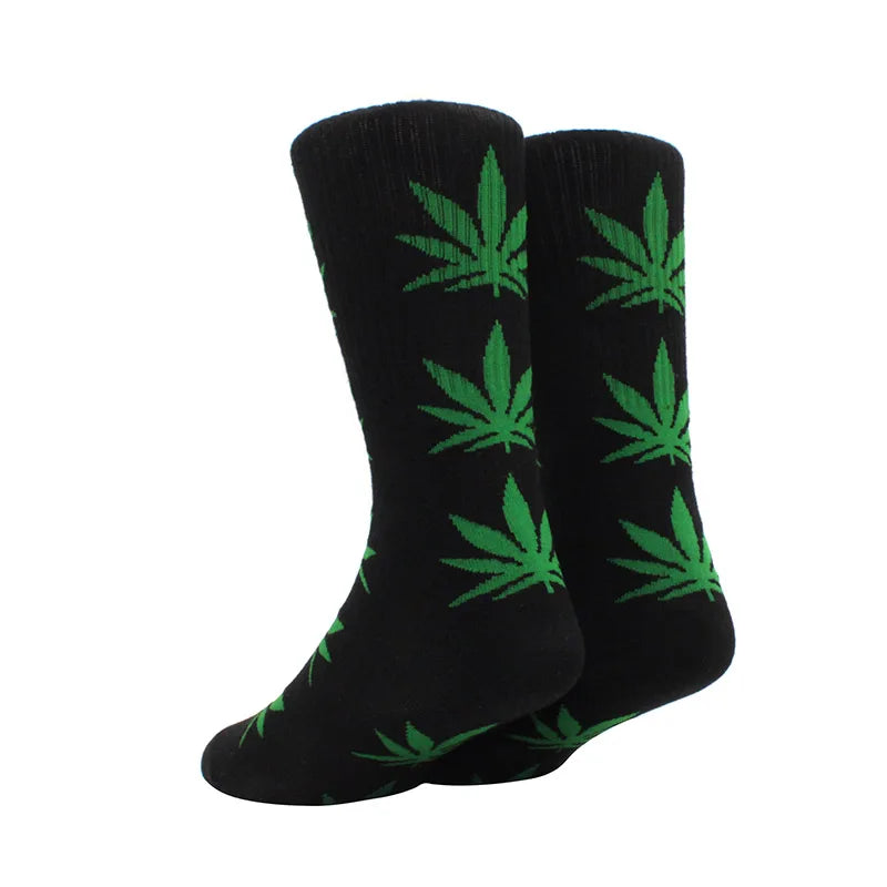 1 pair Men's Fashion Business Weed Hemp Cotton Socks Street Fashion Skateboard Couple Girls Harajuku Trend Socks Give Men a Gift