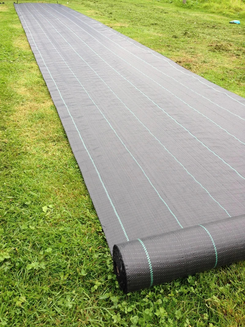 Tewango 100gsm Heavy Duty Lined Weed Control Fabric Landscaping Ground Cover Membrane 2x5M/1x10M