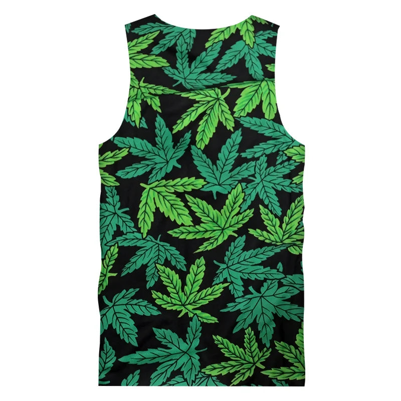 UJWI Men's Funny Casual Tank Tops Weed 3D Print Vest Harajuku Oversized Fashion Summer Sleeveless Shirt Factory Direct Sale 5XL