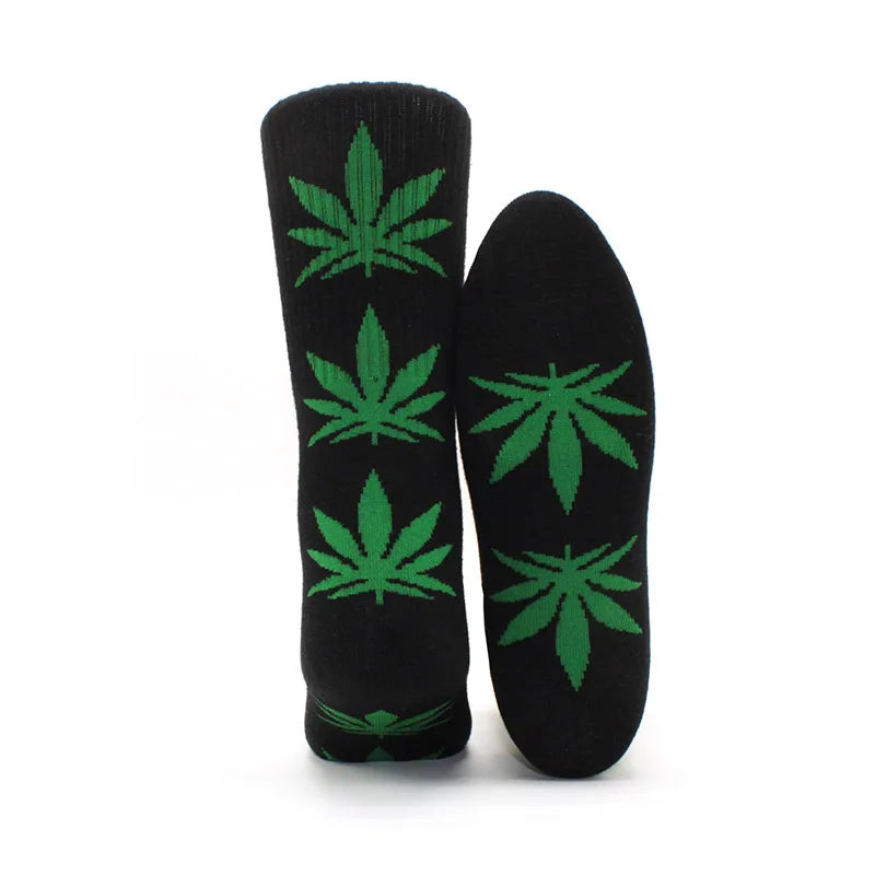 1 pair Men's Fashion Business Weed Hemp Cotton Socks Street Fashion Skateboard Couple Girls Harajuku Trend Socks Give Men a Gift