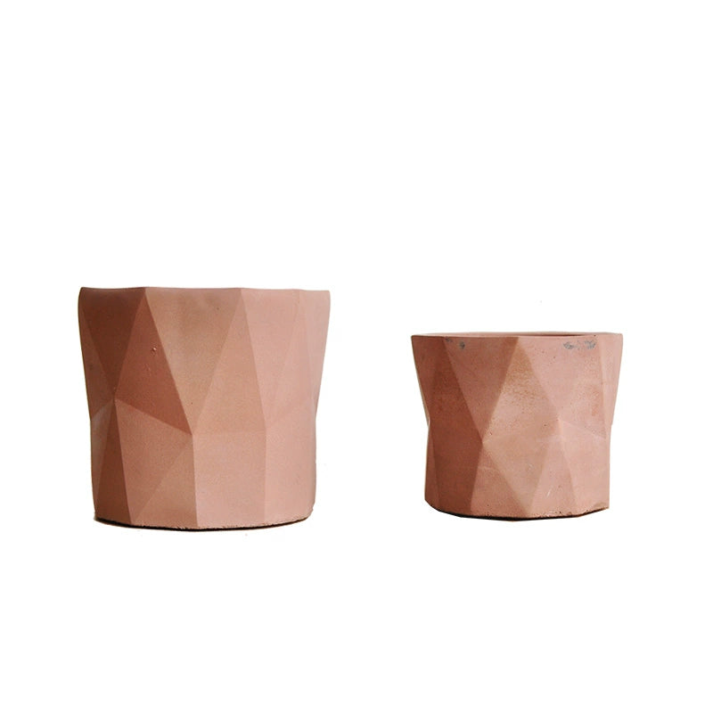 Jiusi Geometric Multi-Surface Cement Flowerpot Succulent Plant Planting Pot Modern Stylish with Leaking Hole P008