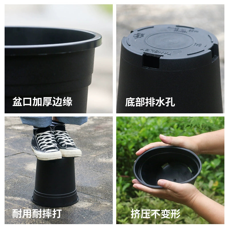 Balcony Gardening Black Gallon Pot Breathable Plastic Flower Pot Indoor Home Planting Bonsai Pot Succulent Florals Flower Pot