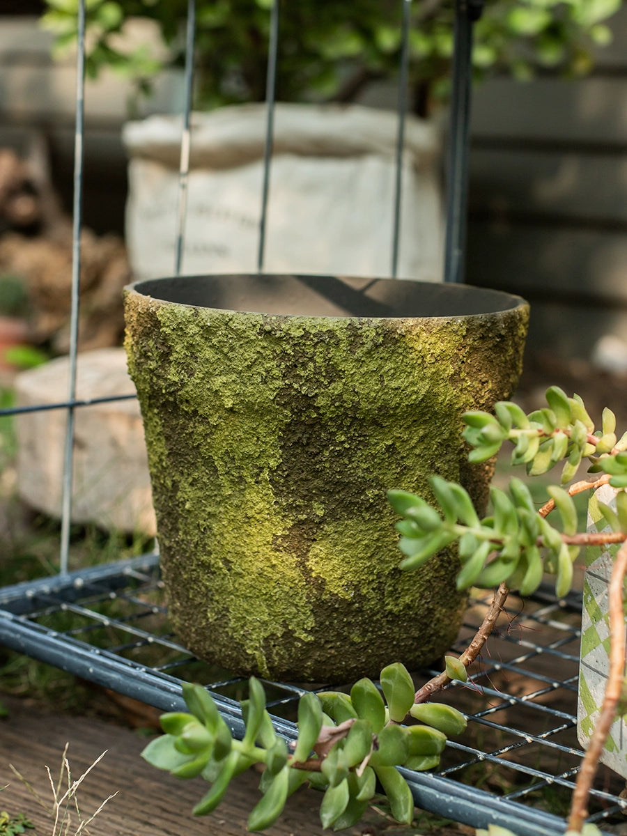 Antique Antique Imitation Moss Cement Flower Pot Succulent Orchid Breathable Soil Cultivation Container Outdoor Garden Gardening Basin