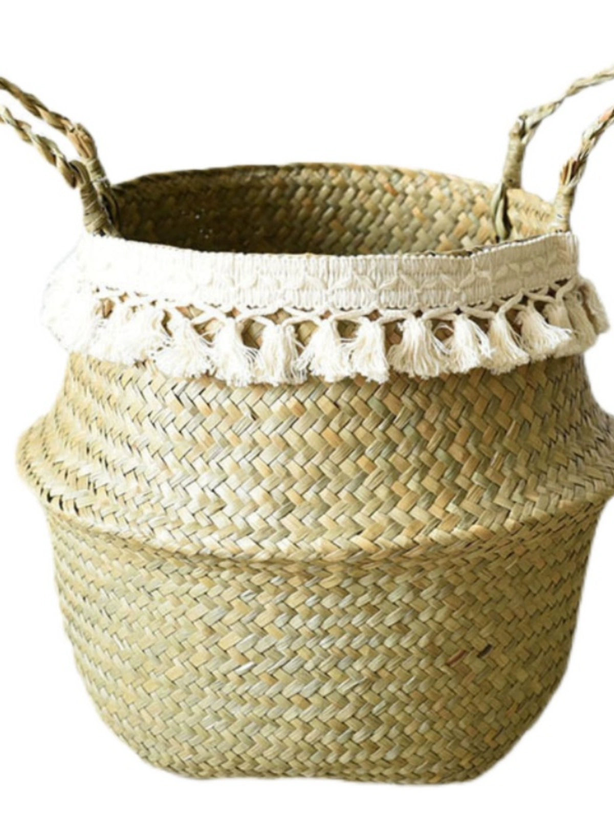 Scandinavian Flower Pot Ins Tassel Flower Basket Water Plants Woven round Monstera Deliciosa Special Large, Medium and Small Decorative Greenery Planting