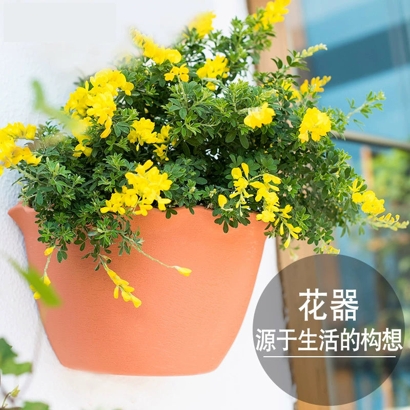 Thickened Resin Wall-Mounted Water Storage Lazy Semicircle Flower Pot