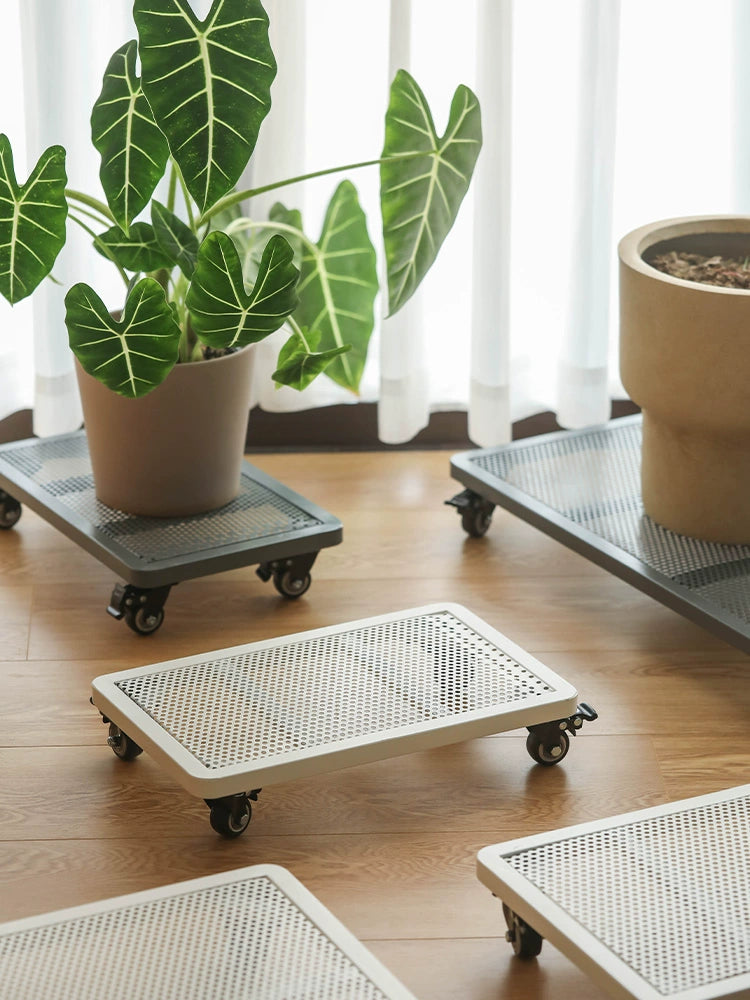 Rectangular Movable Flowerpot Tray Iron Wheel Roller Universal Wheel Breathable Thickening Large Square Green Plant Base