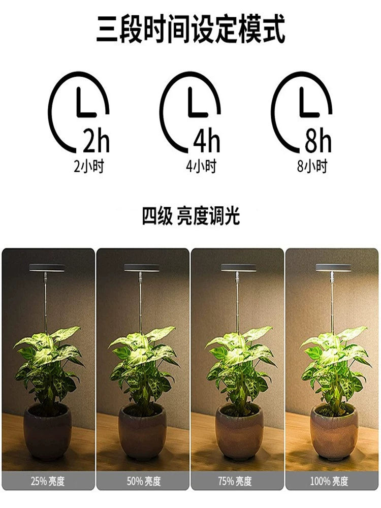 Full Spectrum Angel Ring USB Plant Growth Light Timing Dimming Height Retractable Succulent Florals Green Plant Fill Light