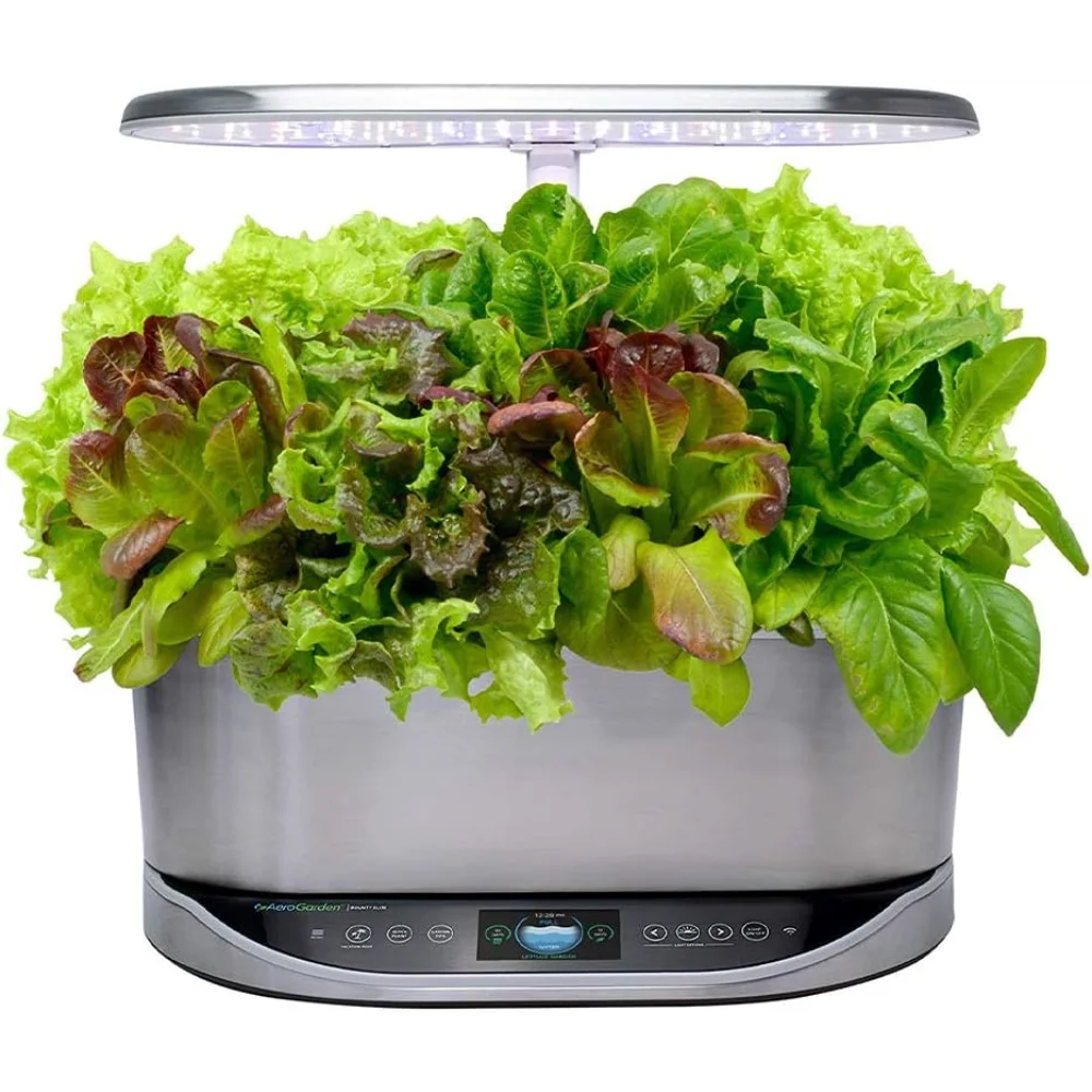 AeroGarden Bounty Elite - Indoor Garden with LED Grow Light, WiFi and Alexa Compatible, Stainless Steel