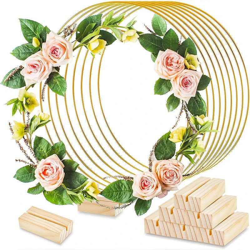 Gold Color Metal Ring Flower Wreath Garland Weeding Decoration Christmas Metal Flowers Hoop Garland Round Rings Catcher Hoops