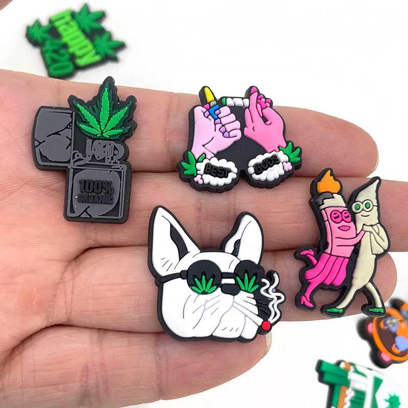 HOT 420 weed Shoe Charms PVC Shoe Decoration for Kids Party X-mas Gifts