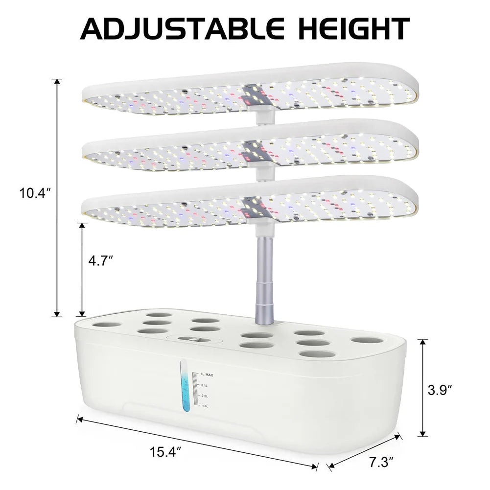 Hydroponics Growing System 12Pods Indoor Garden System With LED Full-Spectrum Plant Grow Light Built-in Timer Indoor Herb Garden