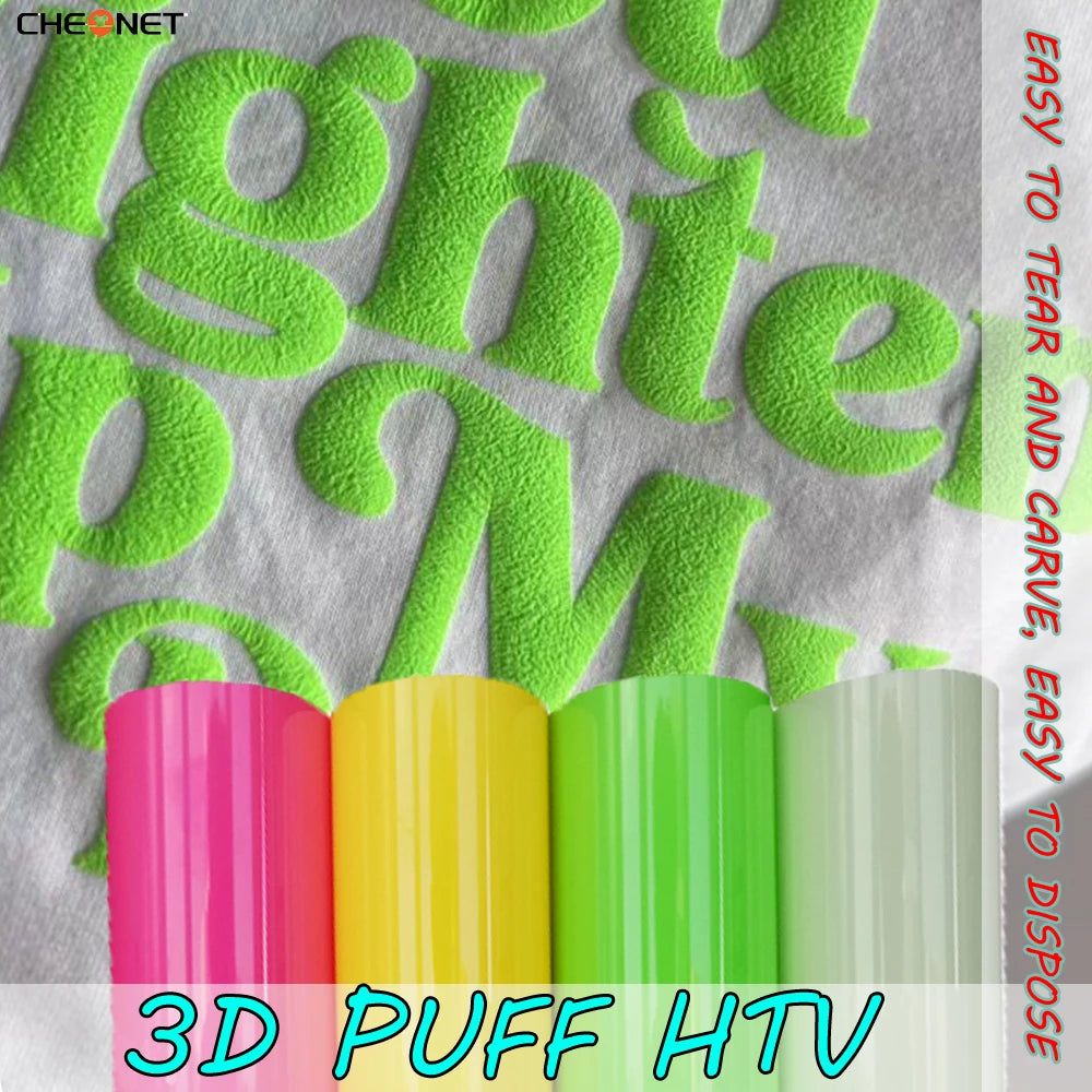 25X100CM 3D Puff Heat Transfer Vinyl Press Machine Iron On DIY Custom Tshirt Easy To Cut Weed HTV Vinyl For Machine