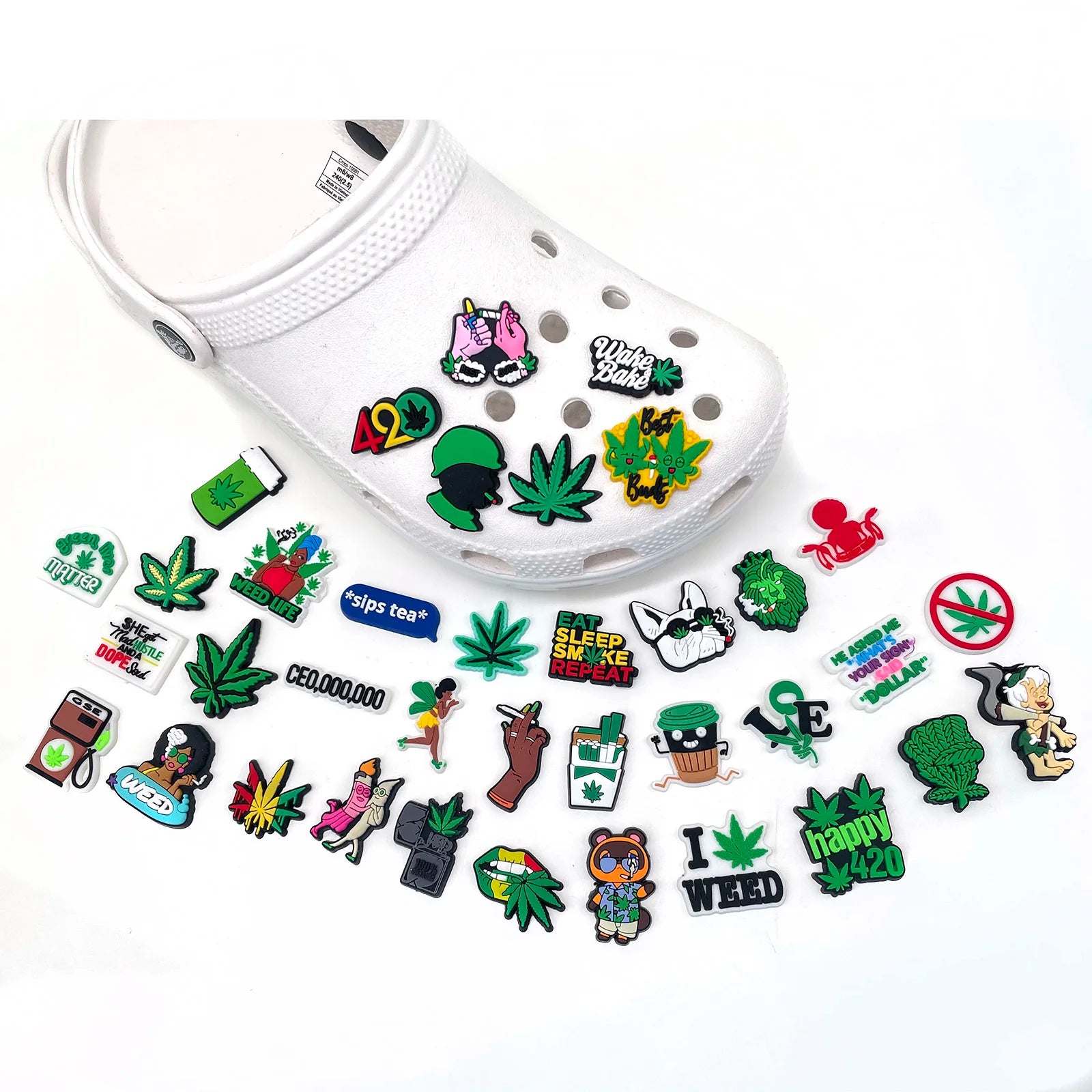 HOT 420 weed Shoe Charms PVC Shoe Decoration for Kids Party X-mas Gifts