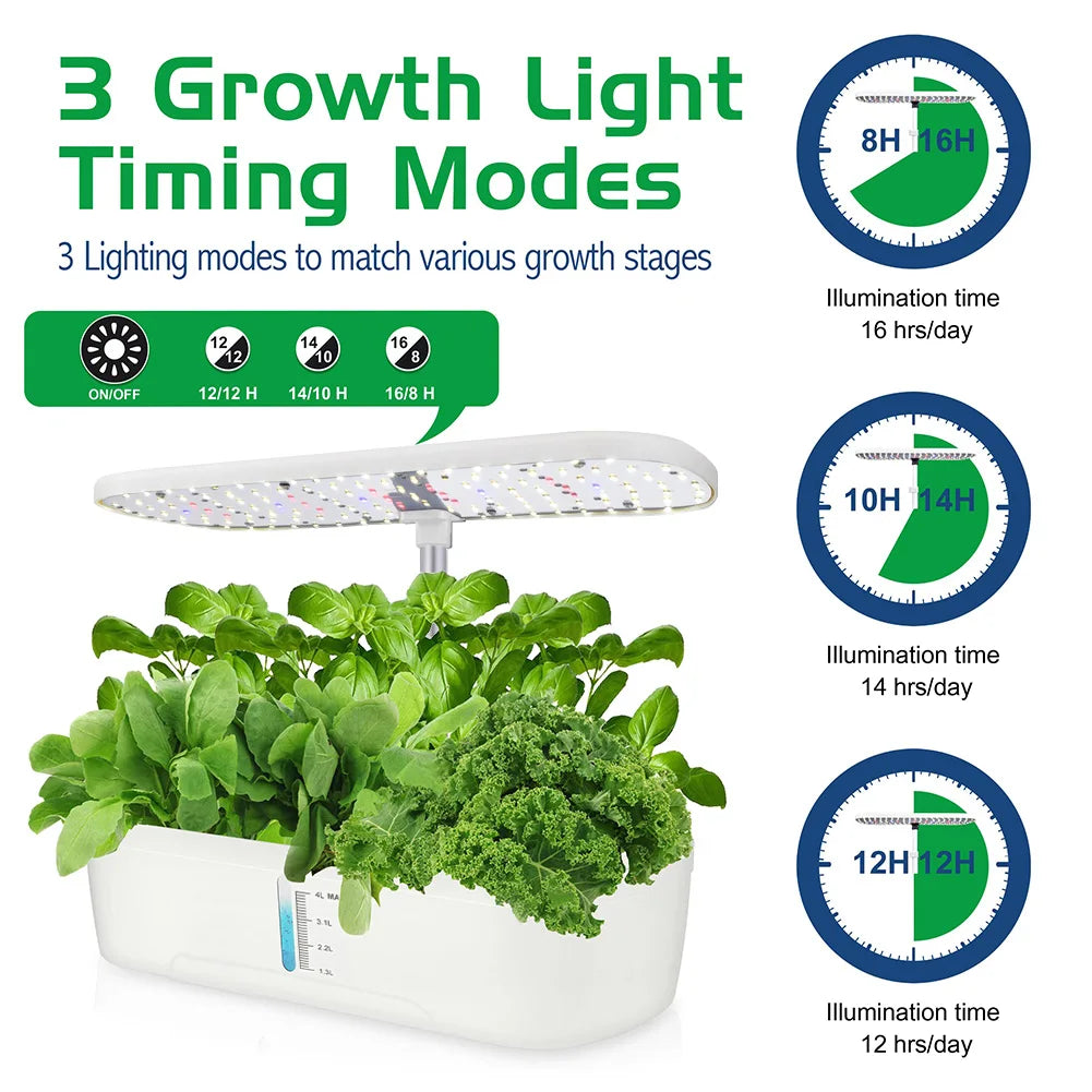 Hydroponics Growing System 12Pods Indoor Garden System With LED Full-Spectrum Plant Grow Light Built-in Timer Indoor Herb Garden