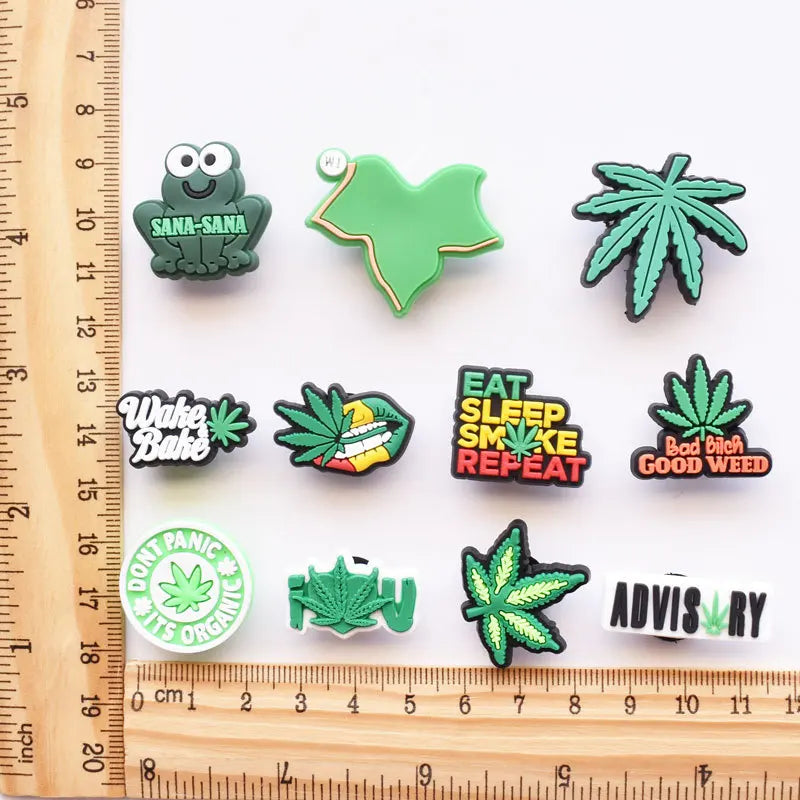 1Pcs Weed Camp Shoe Charms Accessories for Crocs Women DIY PVC Badge Unisex Sandals Buckle Kids Pins Decoration Jeans Wholesale