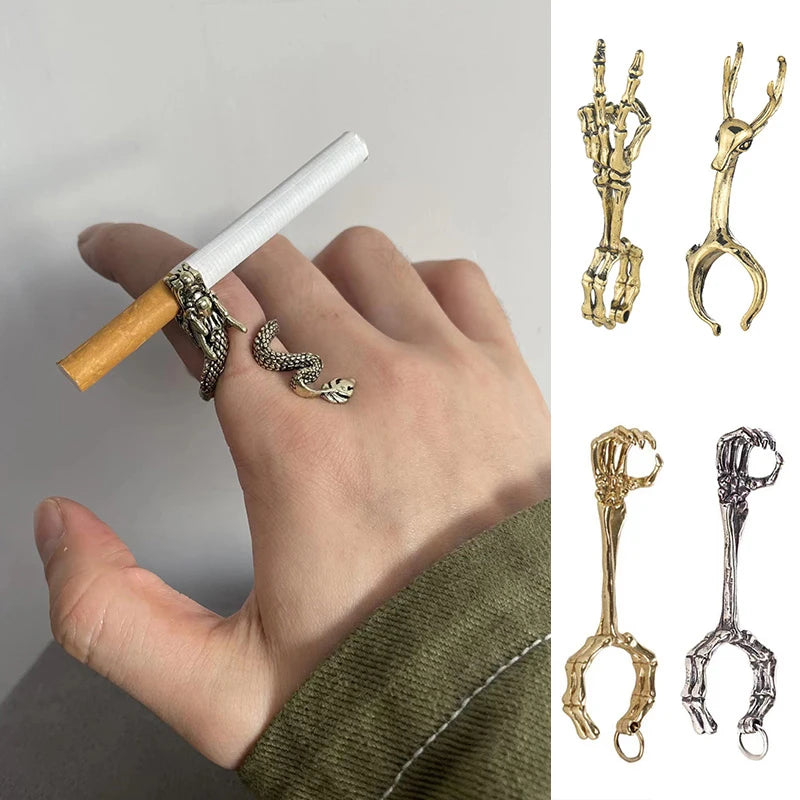 Cigarette Holder Dragon Ring Rack Metal Smoker Finger Clip Hand Rack Tobacco Cigarettes Smoking Weed Accessories Gadget Men Gift