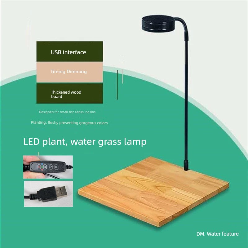 Led Straw Lamp Simple Wood Plant Lamp USB Timing Dimming Desktop Fish Tank Light Moss Bottle Lighting Plant Growth Lamp