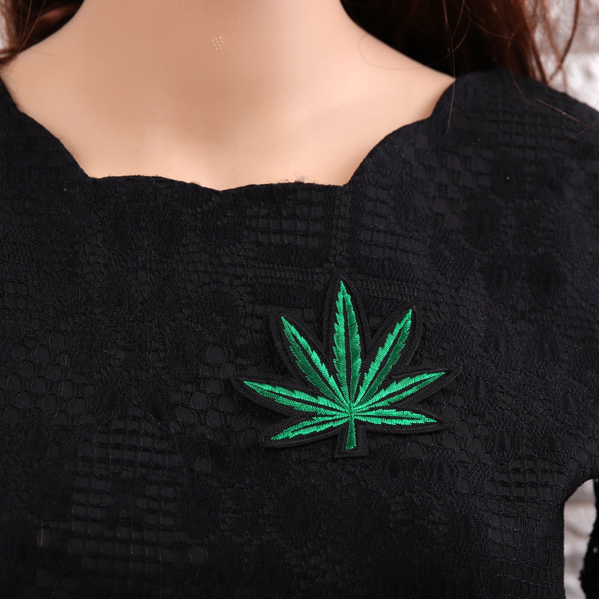 Pot leaf boho hippie retro weed Embroidered IRON ON/ SEW ON Cool Biker Vest Patch Military Badge embroidery accessories