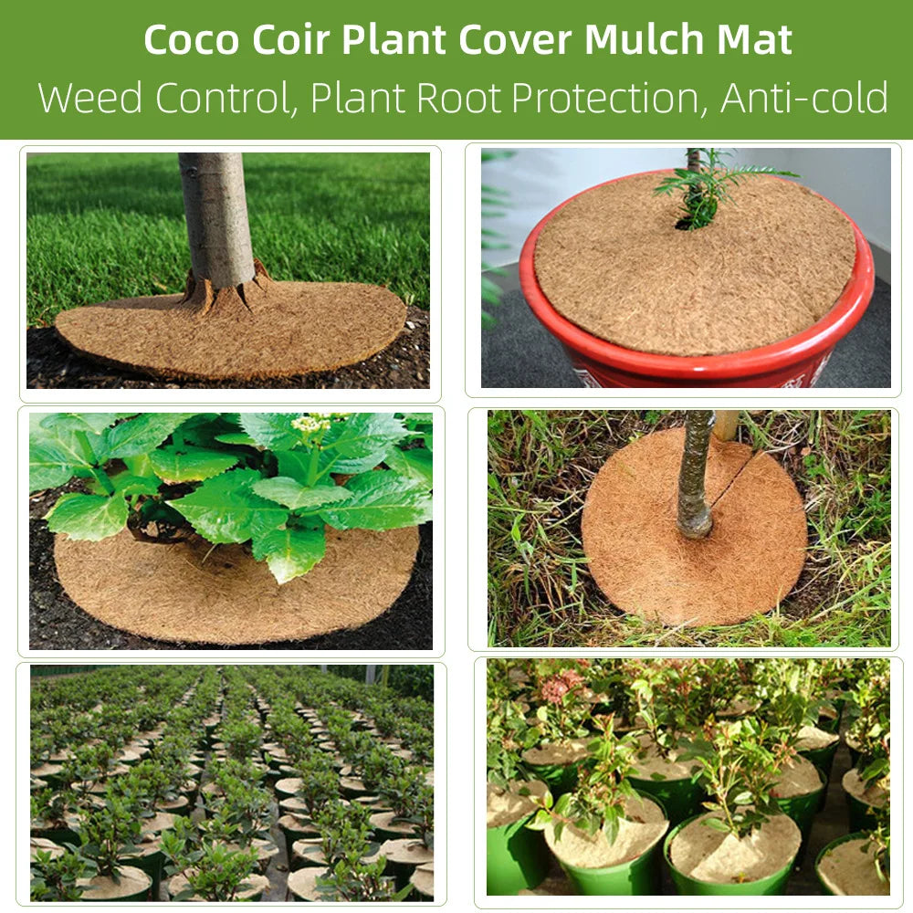 Natural Coconut Fiber Tree Mulch Mat Cover Protector 25/30/35/40cm Flower Pot Disc Pad Weed Control Warm Moisture Cushion