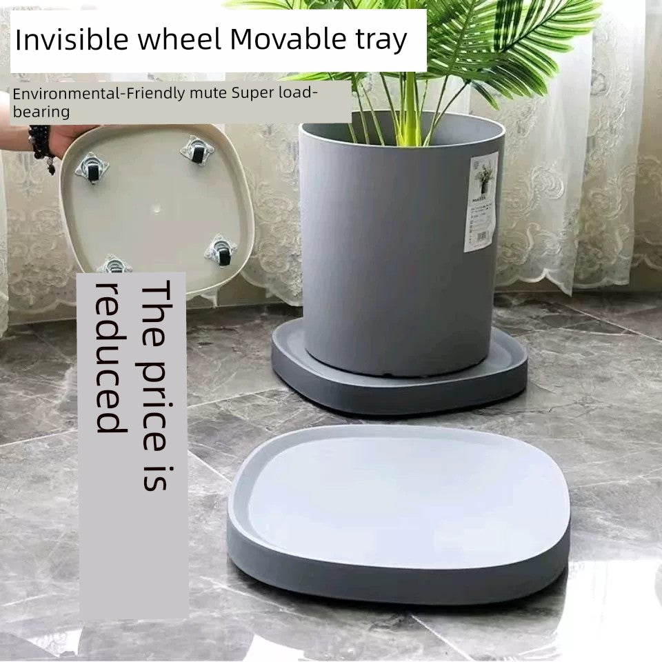 Invisible Wheel Thickened Movable Flower Pot Tray Wheeled Base Roller Drag Bracket with Pulley Universal Wheel Plastic Flower Stand